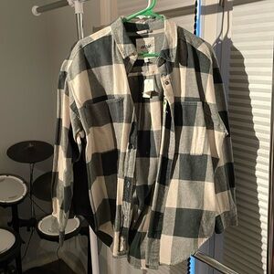 Aerie green and white Plaid flannel